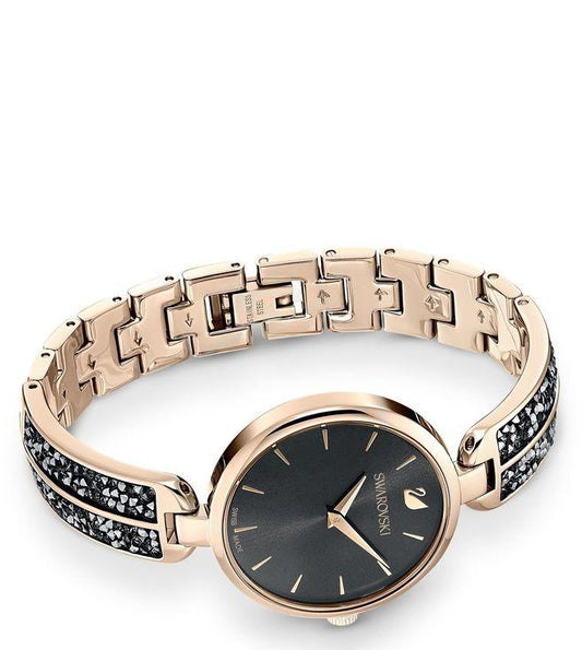 5519315 Analog Dream Rock Watch Golden Case With Black Diamond Band for Women and Girls Vintage Collection- Best Gift Ever SW-5515