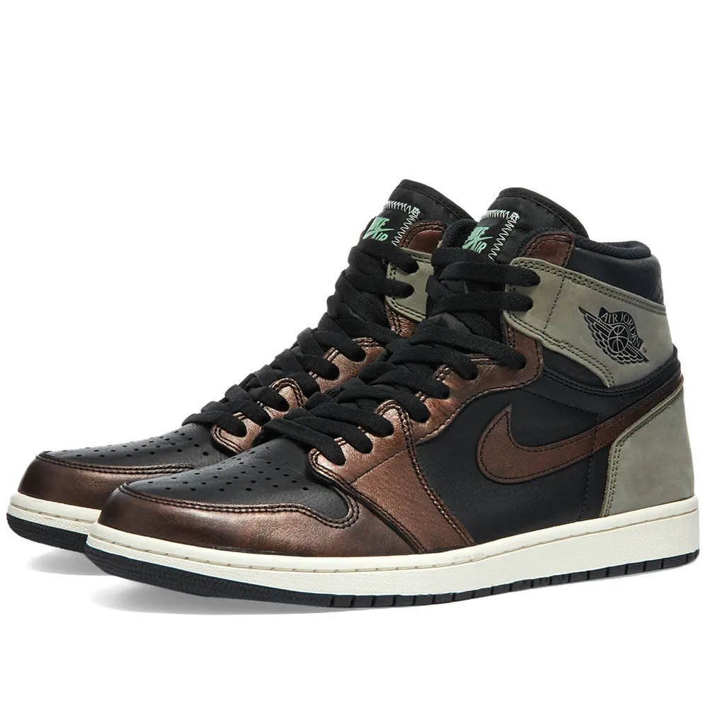 Air Jordan 1 Mid Retro Black/Light Army-Sail-Fresh Mint Men's Shoes
