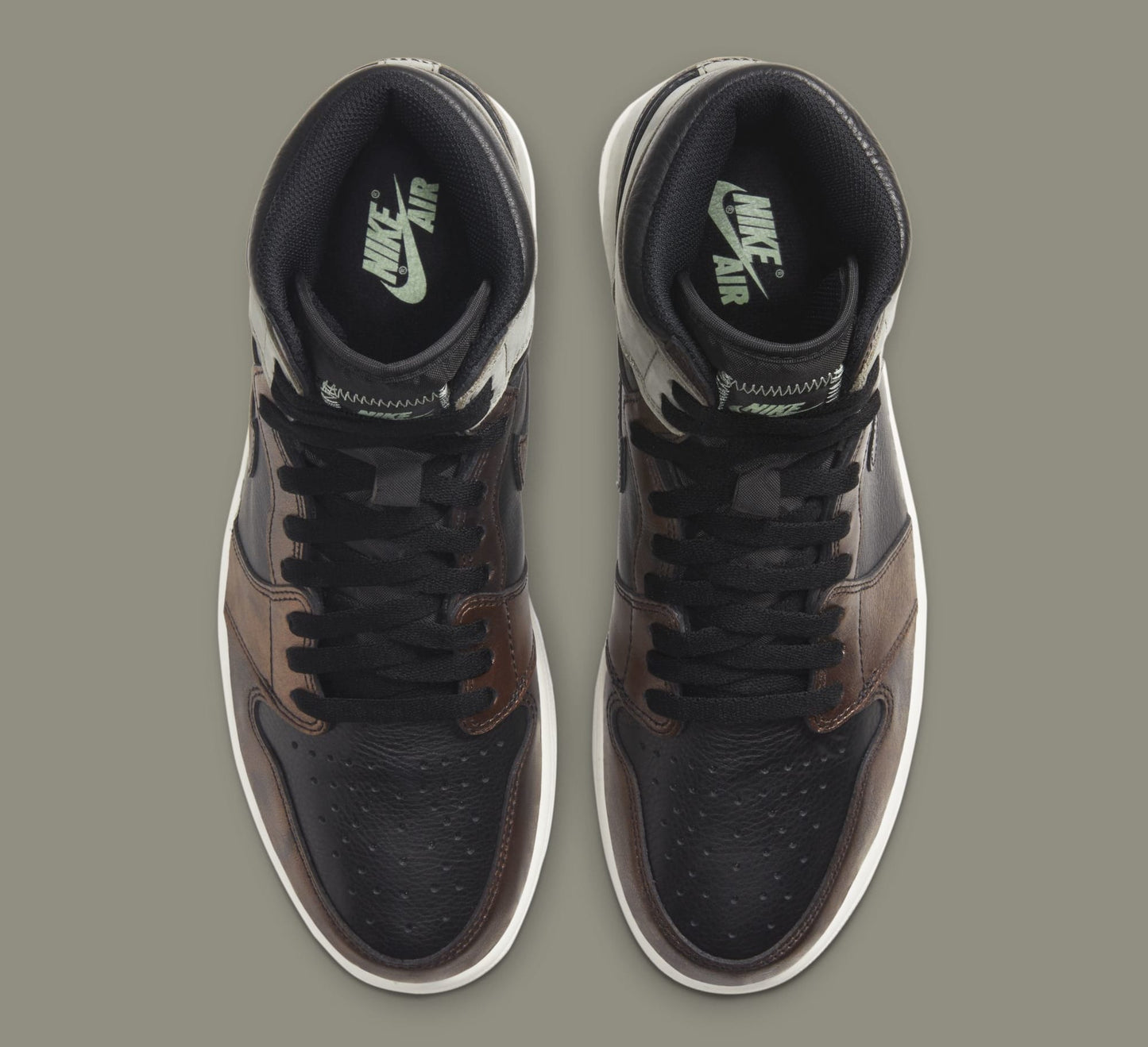 Air Jordan 1 Mid Retro Black/Light Army-Sail-Fresh Mint Men's Shoes
