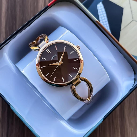 Women's Butterfly Style Watch In Rose Gold Color Strap With Brown Dial Watch For Women's Or Girls- Best Gift For Her FS-7096