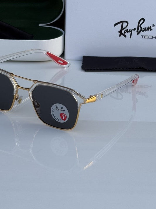 Rayban Stylish Black Glass/Transparent Frame Men's And Women's Polarised Sunglass Heavy Quality RB-5491