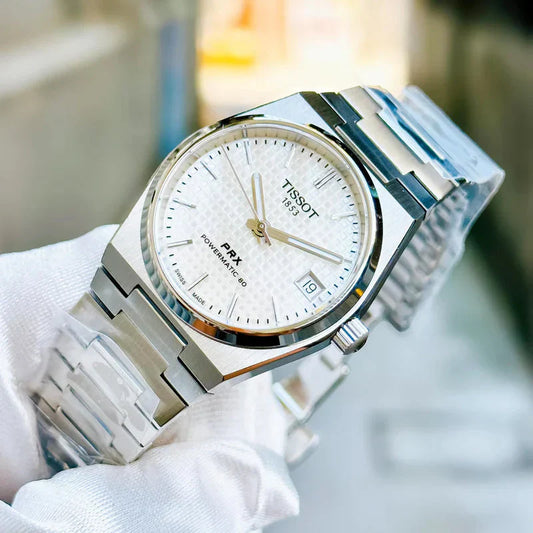 Tissot PRX Powermatic 80 White Dial Silver Steel Strap Watch for Men - TS-4101