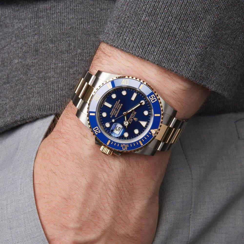 Submariner Quartz Blue Color Dial Metal Men's Watch Dual Tone