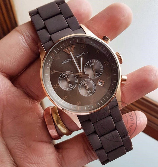 Chronograph Brown Silicone Men's Watch AR5890