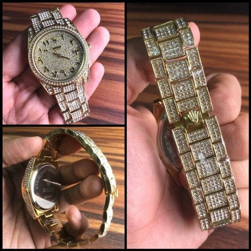 Royal Stainless Steel Watch With Arabic Gold Dial Watch For Men's And Women's -Best For Stylist Look