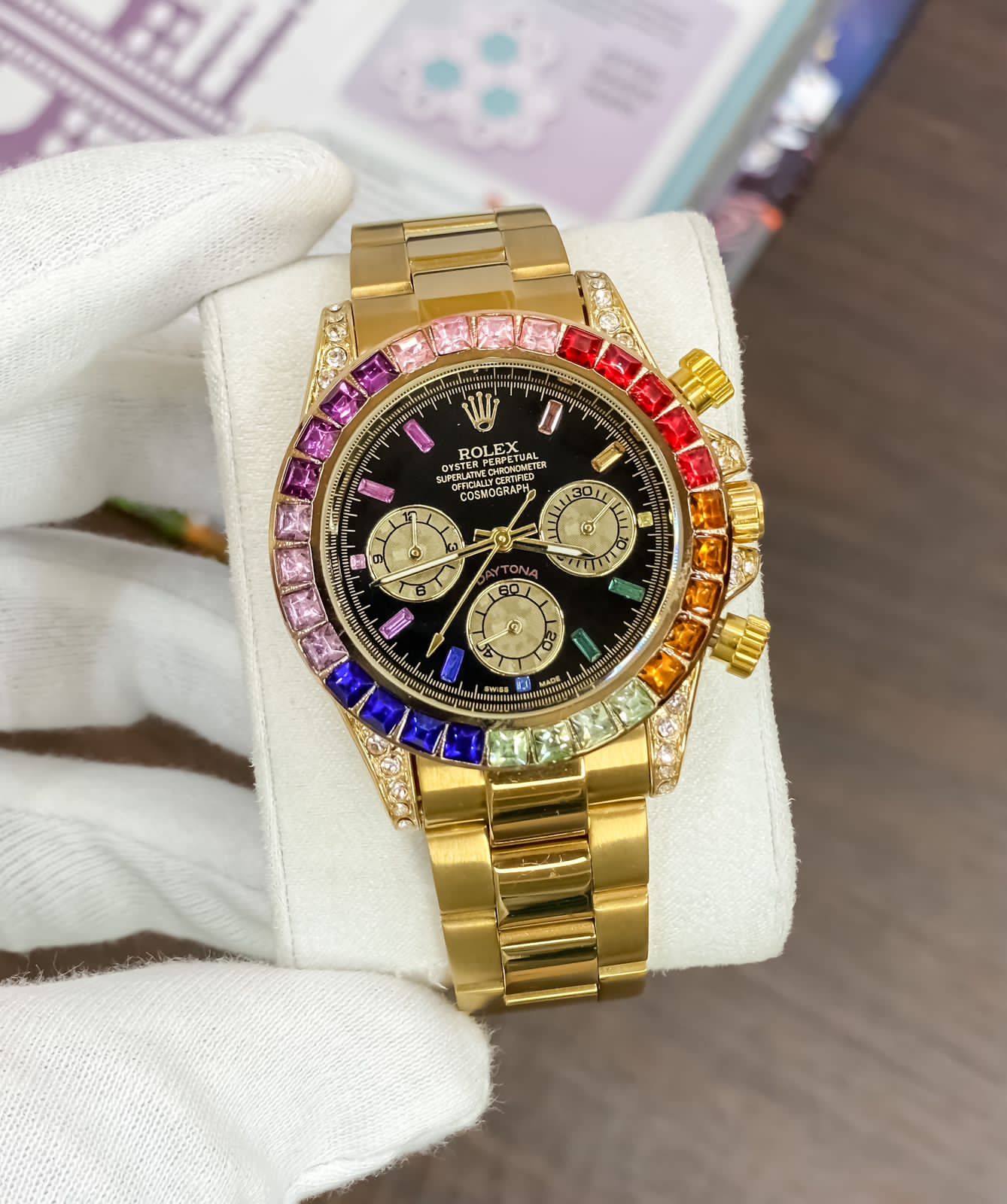 Dual Color Men's Watch With Stainless steel Strap & Black Dial
