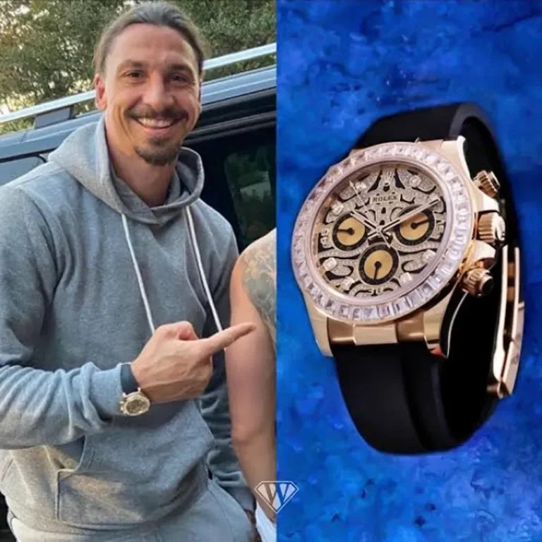 Cosmograph Daytona Chronograph Quartz Men's Watch With Diamond, Rose Gold Color Case And Designer Dial