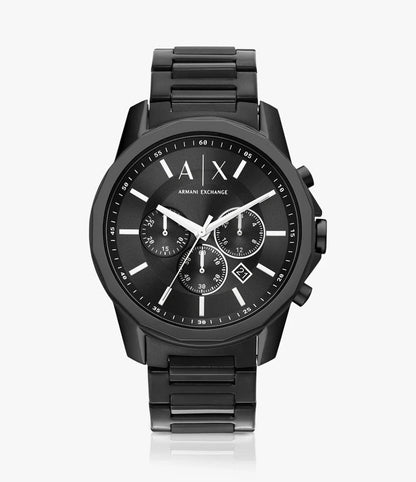 A/X Armani Exchange Banks 44 mm Black Dial Stainless Steel Chronograph Watch For Men-AX-6441