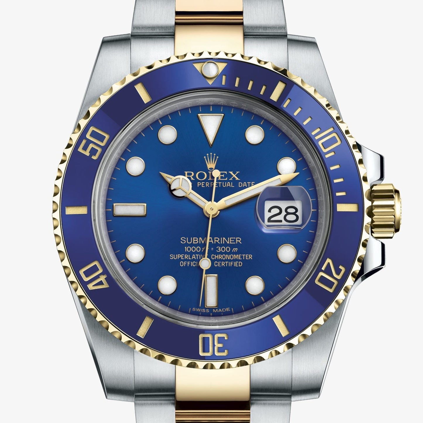 Submariner Quartz Blue Color Dial Metal Men's Watch Dual Tone