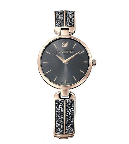 5519315 Analog Dream Rock Watch Golden Case With Black Diamond Band for Women and Girls Vintage Collection- Best Gift Ever SW-5515