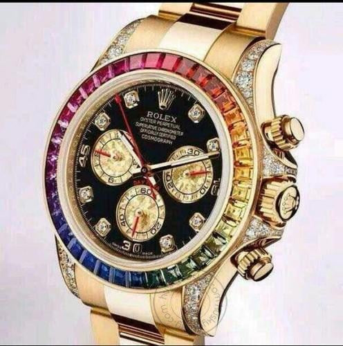 Dual Color Men's Watch With Stainless steel Strap & Black Dial