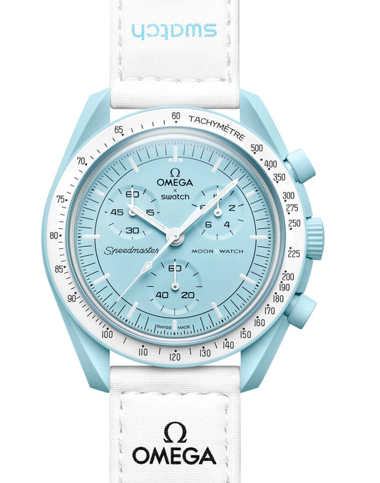 Blue Dial/White Strap Bioceramic Moonswatch Mission to Mercury OG-1027