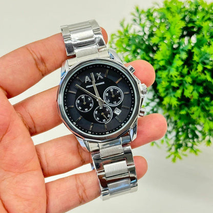 A/X Armani Exchange 44 mm Black Dial Stainless Steel Chronograph Watch For Men-AX-6443