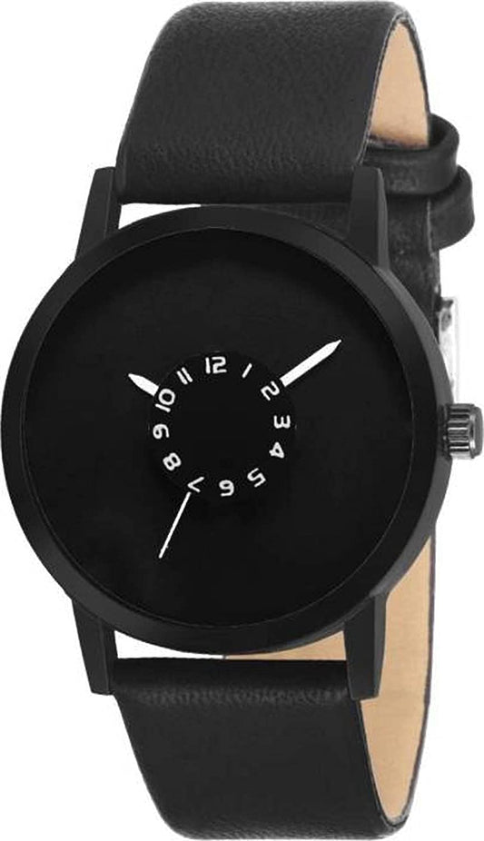 Analogue Men's Watch (Black Dial Black Colored Strap)