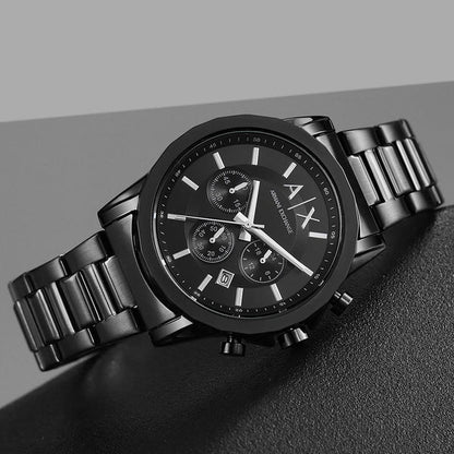 A/X Armani Exchange Banks 44 mm Black Dial Stainless Steel Chronograph Watch For Men-AX-6441