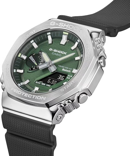 Casio G-Shock Solar Stainless Steel, Analog Digital with Green Dial/ Black Band Sport Men's Watch-GS-6446