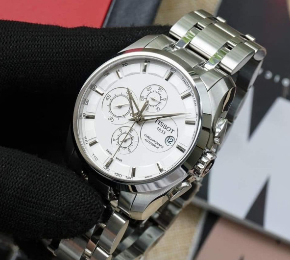 Tissot Chronograph Silver White Metal Formal Casual Men's Watch TS-SS01