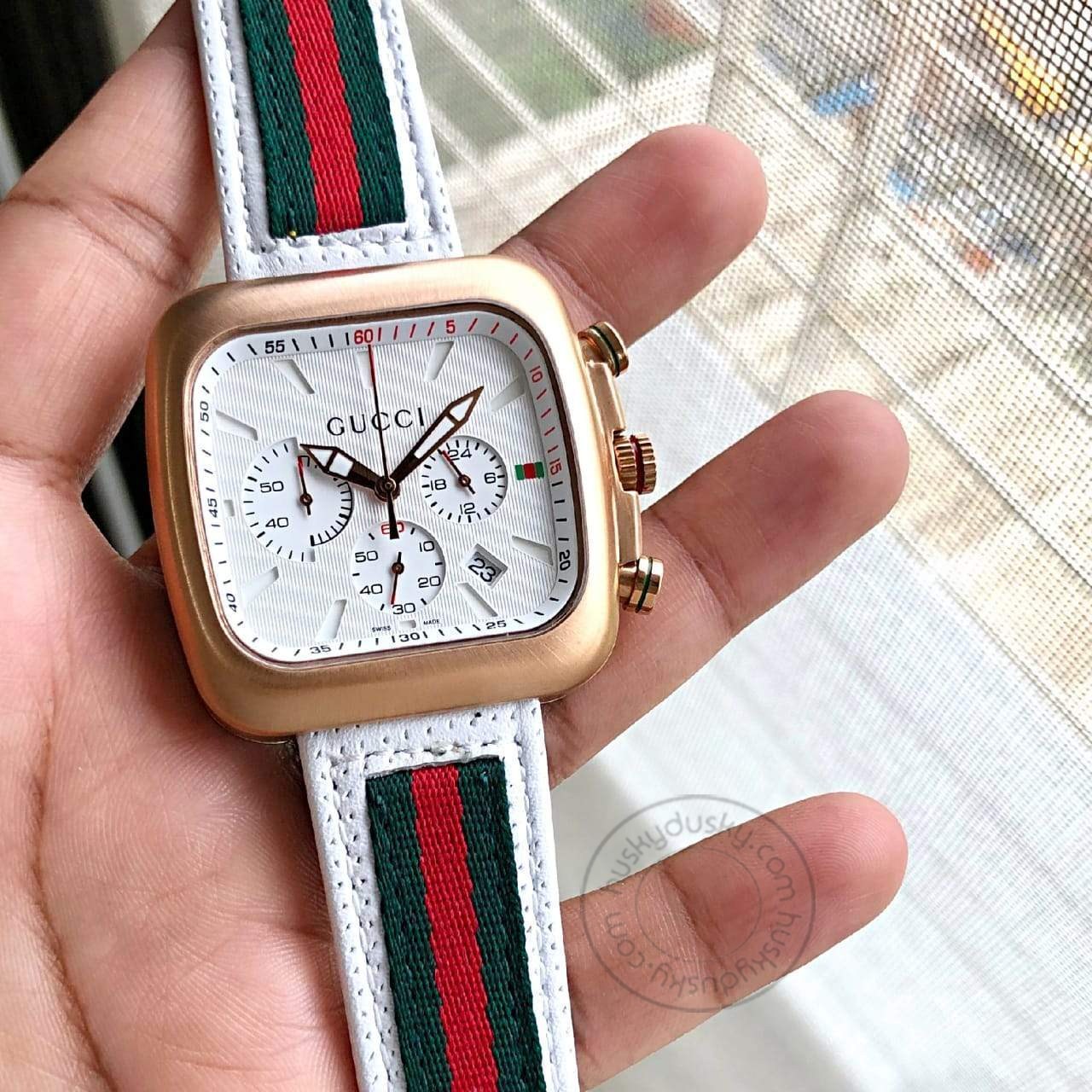 Gucci Chronograph Multi Color Strap Men s Watch For Man GC WHT 07 White Dial Date Gift Watch Authentic Freak