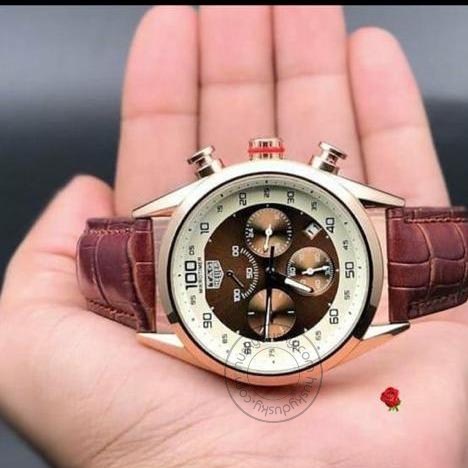 Trendy Tag Heuer Carrera Chronograph Multi Color Dial Brown Leather Men ...