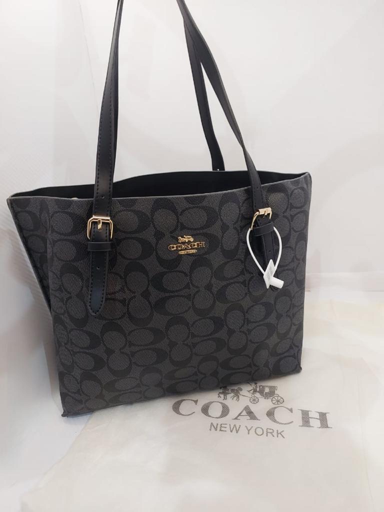 Coach Mollie Tote In Signature Canvasn Big Size Handbag Black Colour ...