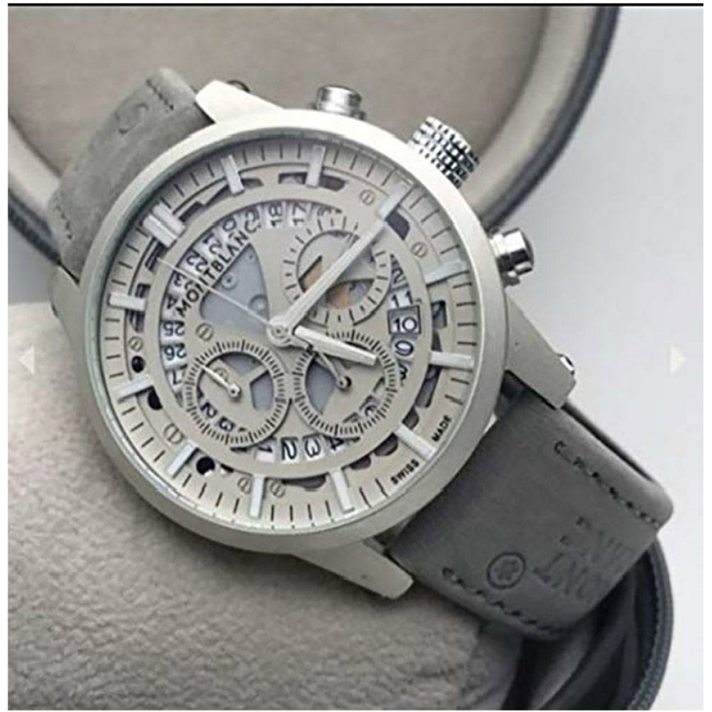 Mont Blanc Grey Chronograph Leather Men’s Watch for Man M1122 Formal ...